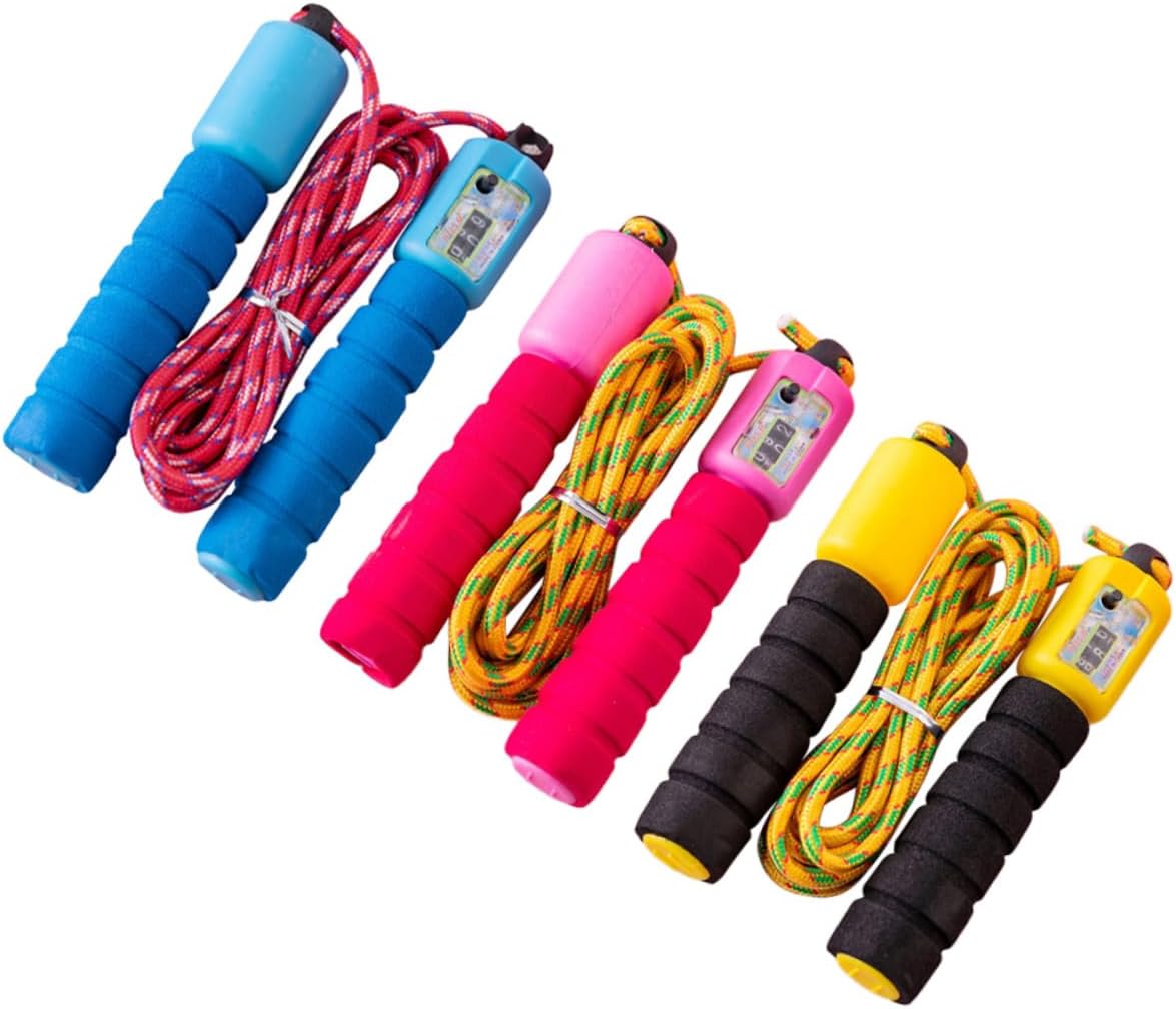3pcs Automatic Jump Rope for Workout Smart Skipping Rope Counter Comfortable Grip for Gym Training Random Color