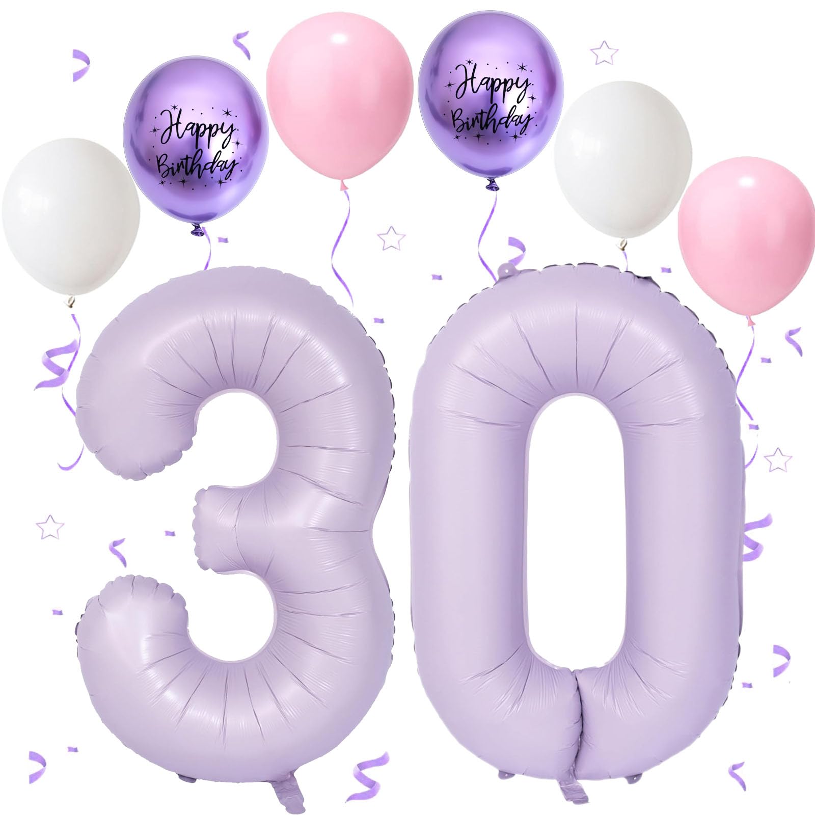 Purple Balloon 30, Foil Balloon Number 30 Cream Purple, 40 Inch Helium Balloon 30, Birthday Decoration Foil Balloon Numbers 3 & 0, Balloon 30th Birthday Decoration Set for Men Women Birthday Party โ image 1