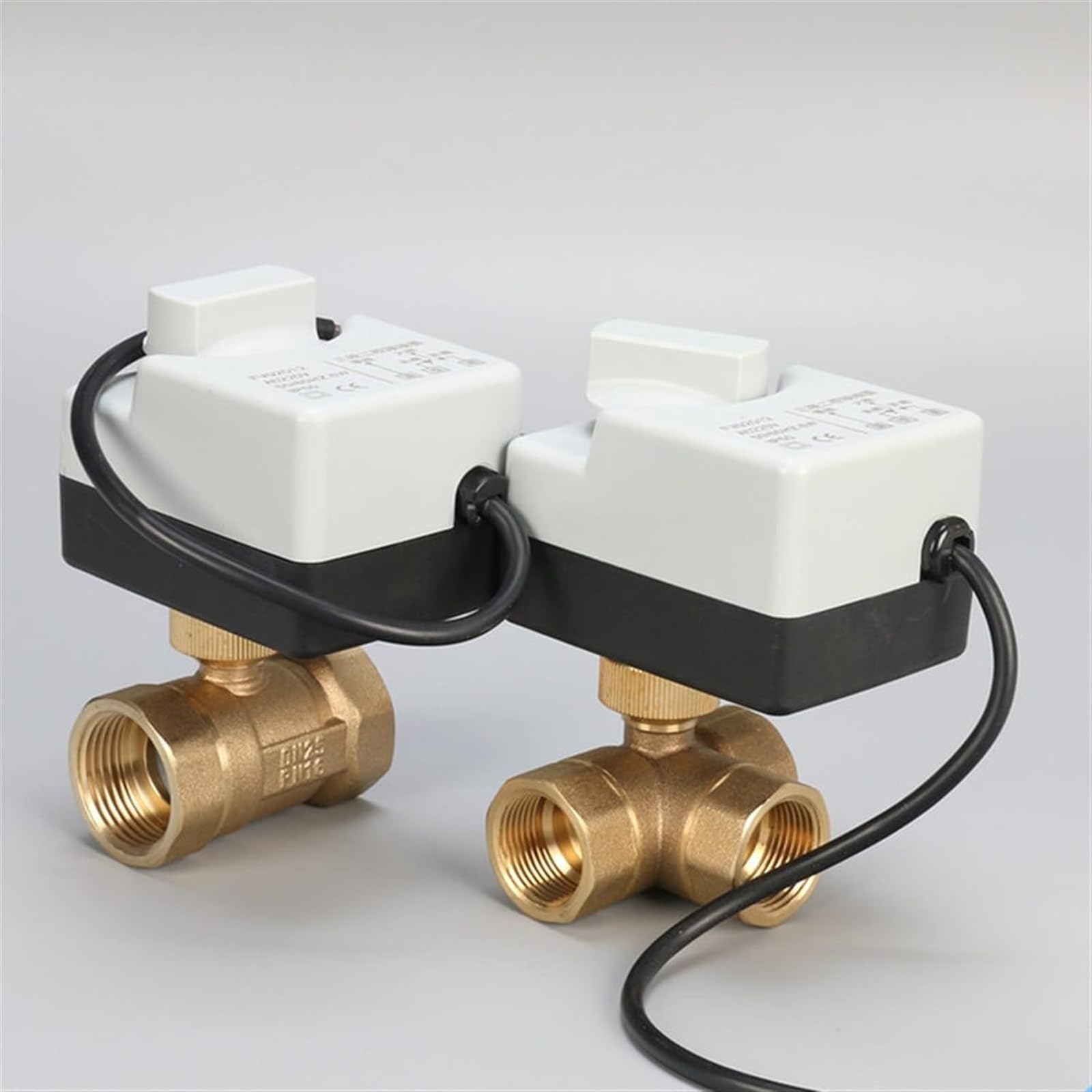 HKYPCOKVK 3 Way AC220 DN15 G1/2 to DN40 G1-1/2 Wires Brass Motorized Ball Valve/Electric Actuator Motor with Manual Switch Function(DN25)
