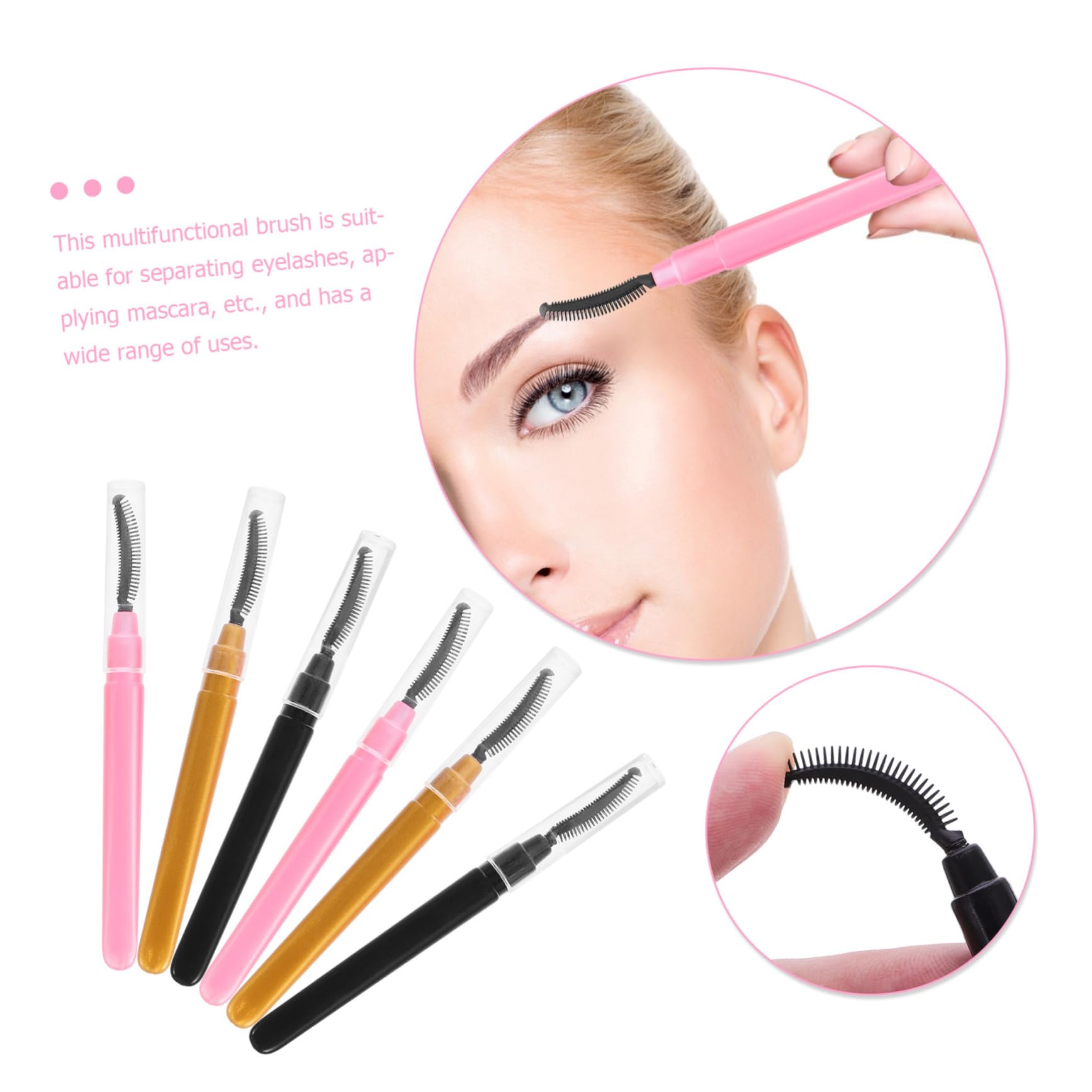 FOMIYES Professional Eyelash Brush Applicator Set 6 Mascara Wands Travel-Size Lash Brush for Extensions