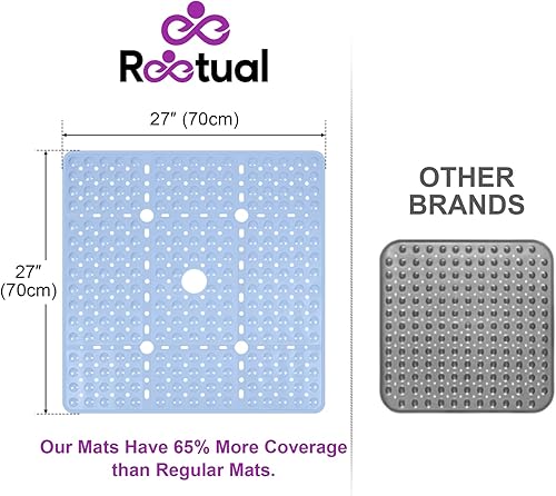 Miniatura 2 de Reetual Tapete de ducha XL antideslizante, tapete de baño de 27 x 27 pulgadas para cabina de ducha o tapete de bañera grande con 240 potentes