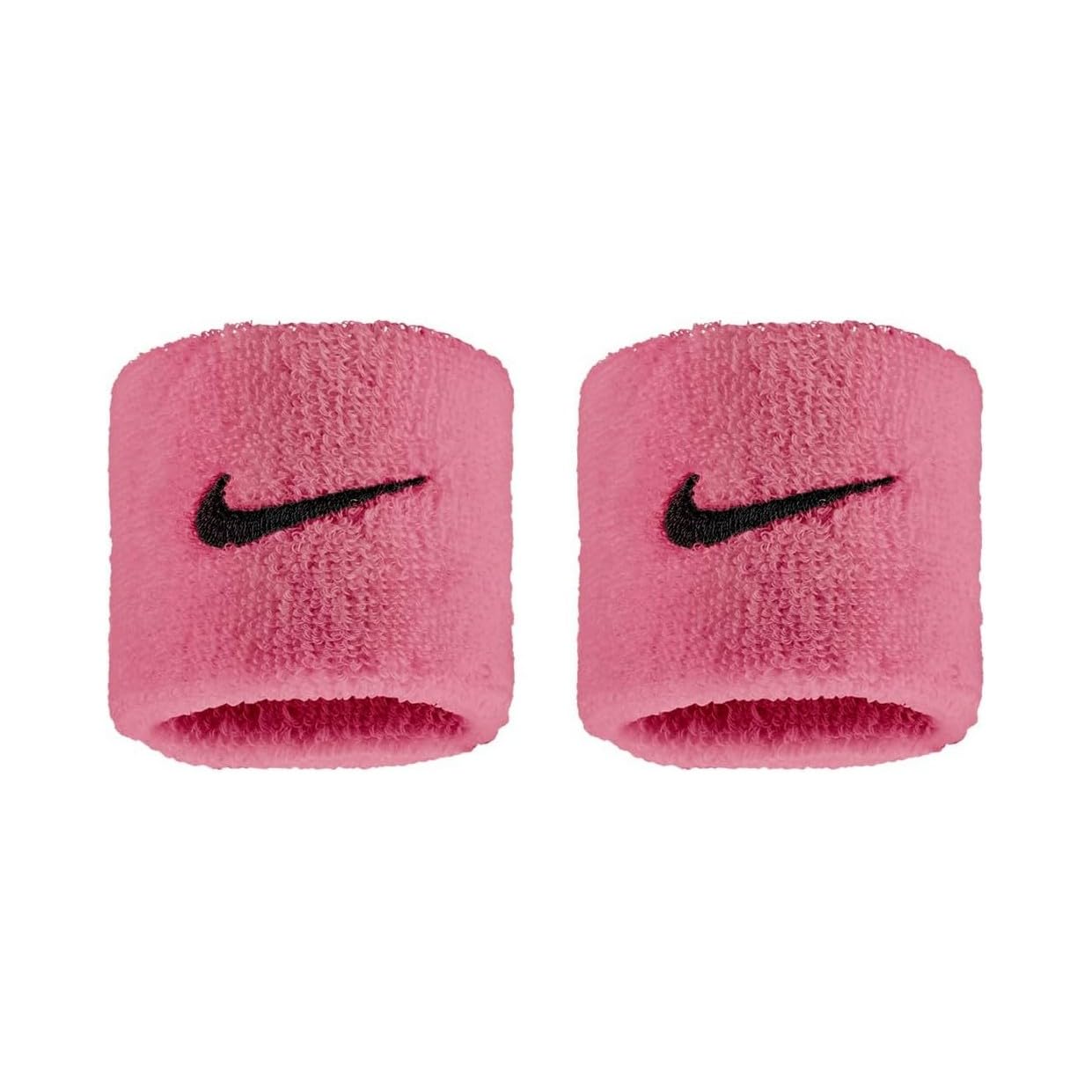 Nike Swoosh Classic Wristbands 2-Pack Sweatbands Tennis Fitness Running Wristbands Sports, Peony/Black, One Size — image 1