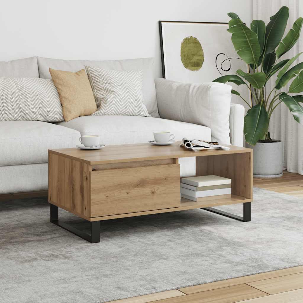 vidaXL Mesa de Centro Madera de ingeniería Roble Artisan 90x50x36,5 cm, mesita de Centro, Mesa de sofá, mesita Decorativa, Mesa Auxiliar