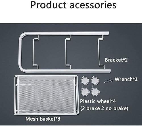 Miniatura 7 de POCHY Carrito de servicio de 3 niveles de acero al carbono, carrito de almacenamiento móvil con ruedas, mesa auxiliar moderna, carrito de bebidas
