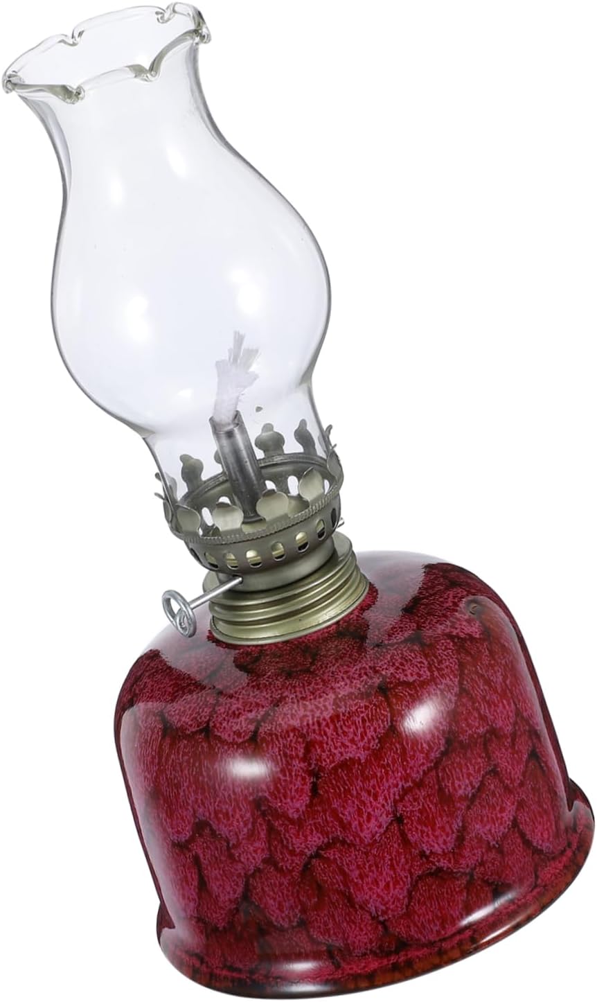 Traditional Oil Lamp with Replacement Chimney Vintage Kerosene Lamp for Home Decor and Emergency Lighting Retro Style for Indoor Use for Tea Rooms and Living Rooms