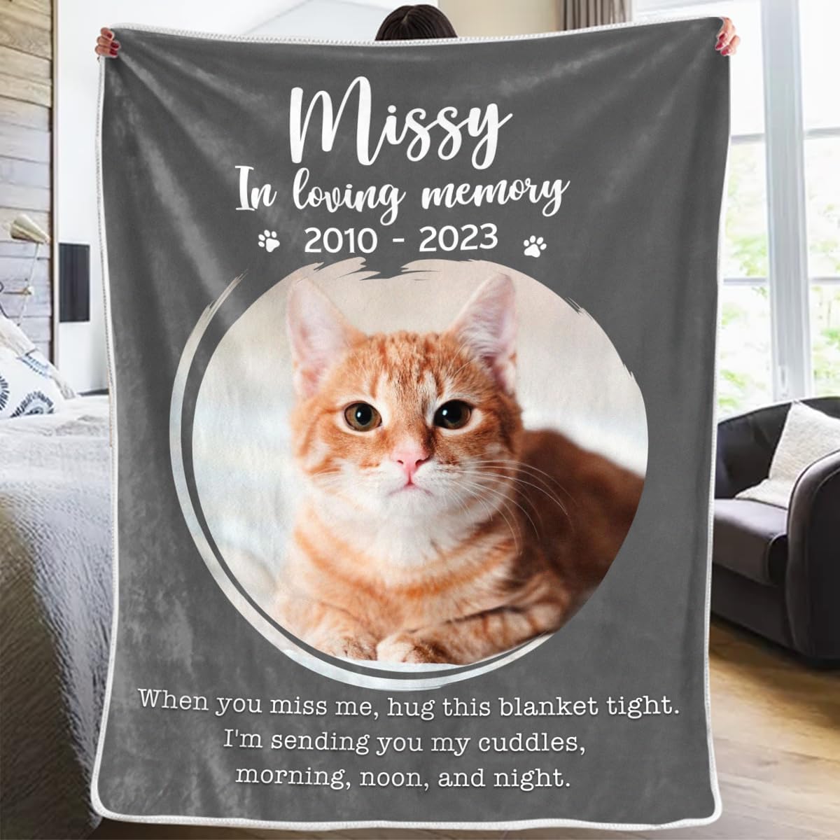 Glad Gua In Loving Memory Personalised Throw Blanket, Cat Blanket Gifts, Cat Memorial Gifts for Loss of Cat, Pet Memorial Gifts, Sympathy Pet Loss Gift, Cat Lover Gifts for Women โ image 1