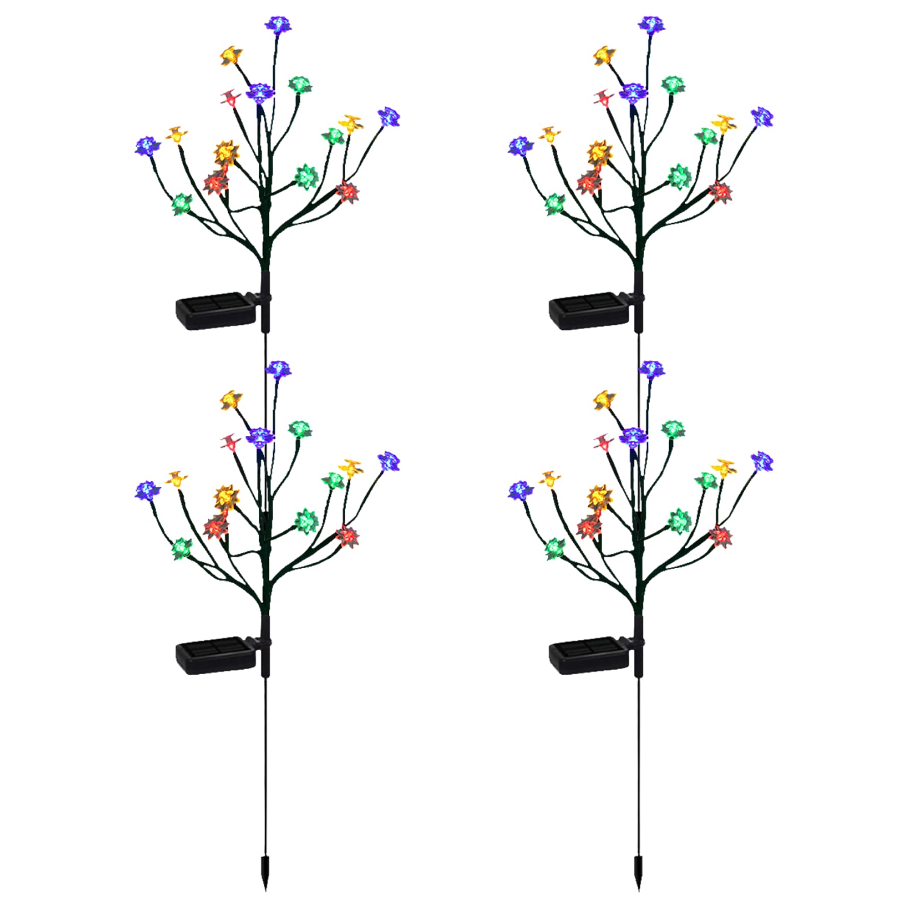 Wilafury 4Pcs Solar Garden Lights, Cherry Blossom Solar Stake Light, Waterproof Multi-Color Garden Lights for Yard Patio Pathway