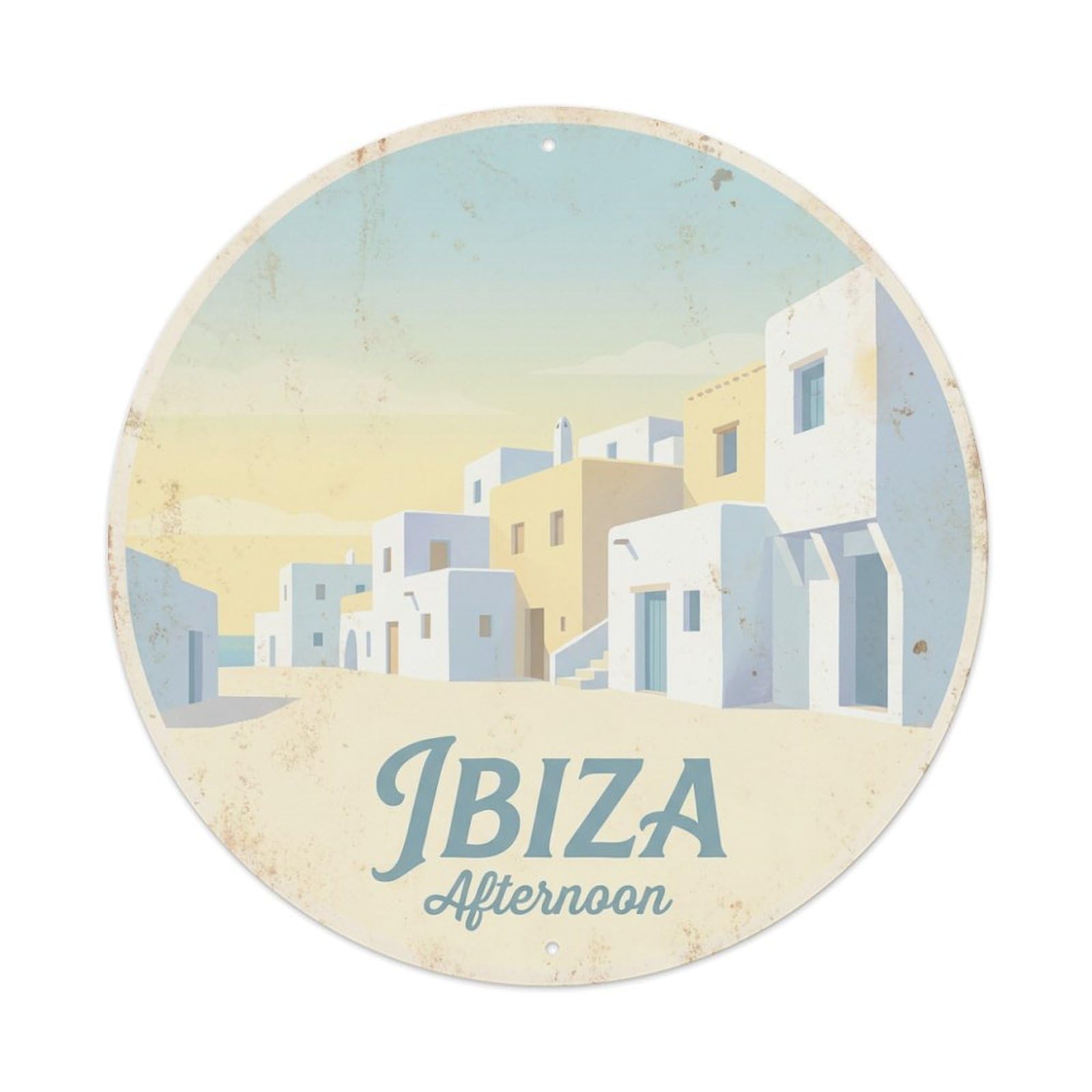 Tgrcjimh Style Metal Tin Sign Vintage Travel Ibiza Spain Morning