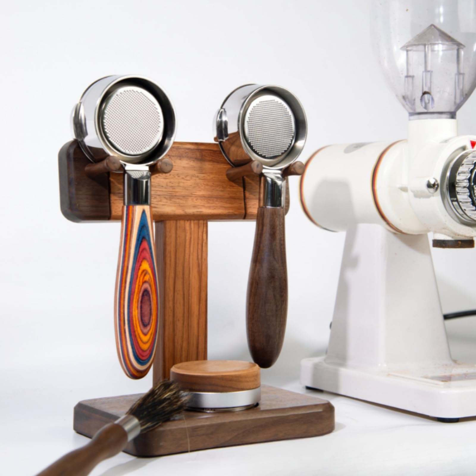 Milageto Manici filtro | Compatto, Supporto per filtro in Legno, Stabile, Stazione di Pressatura per, Caffetteria, caffettieri,