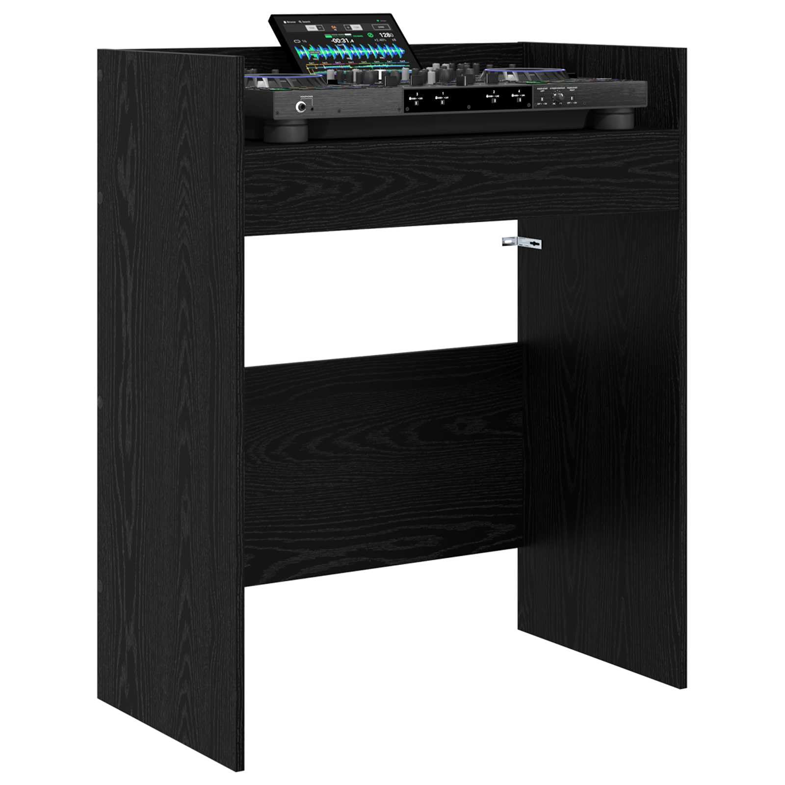 vidaXL Mesa de DJ Roble Negro 82 x 45 x 102 cm Madera de ingeniería, Mesa DJ en Forma de U, Espacio Moderno y ergonómico, Equipo de Audio Multifuncional, estación Profesional