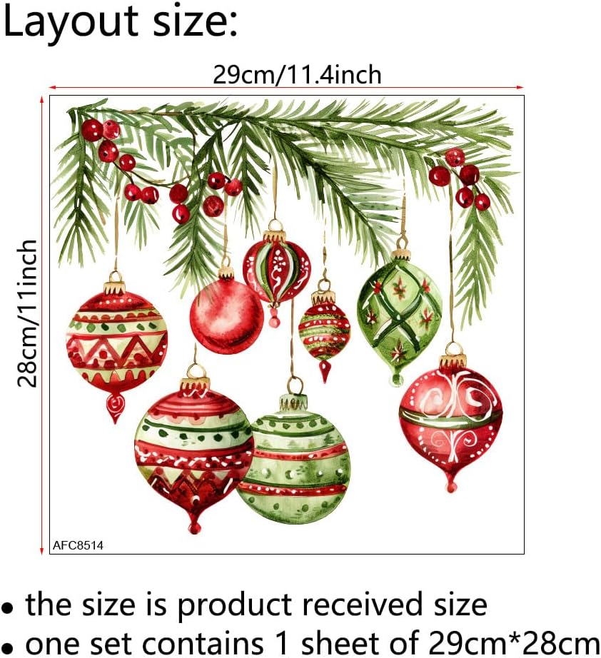 2Pcs Christmas Snowman Toilet Sticker Holly Colorful Balls Toilet Seat Cover Waterproof Self-Adhesive PVC Sticker for Xmas Holiday Bathroom Wall Lids Water Tanks Decorative Decal Supplies