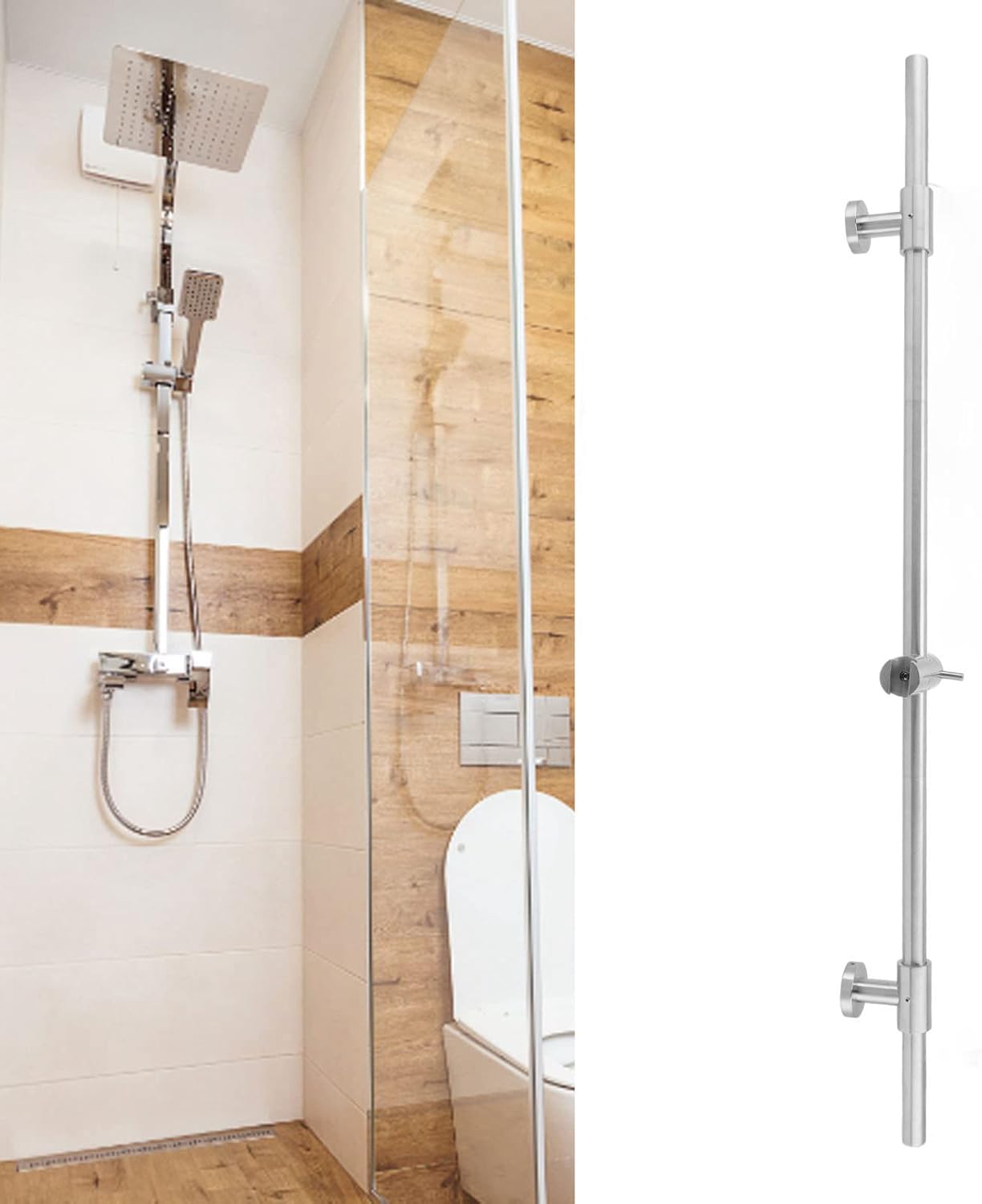 シャワースライドバー 調節可能な壁掛け式ステンレススチールスライドバー 家庭用バスルーム用ハンドヘルドシャワーヘッドホルダー