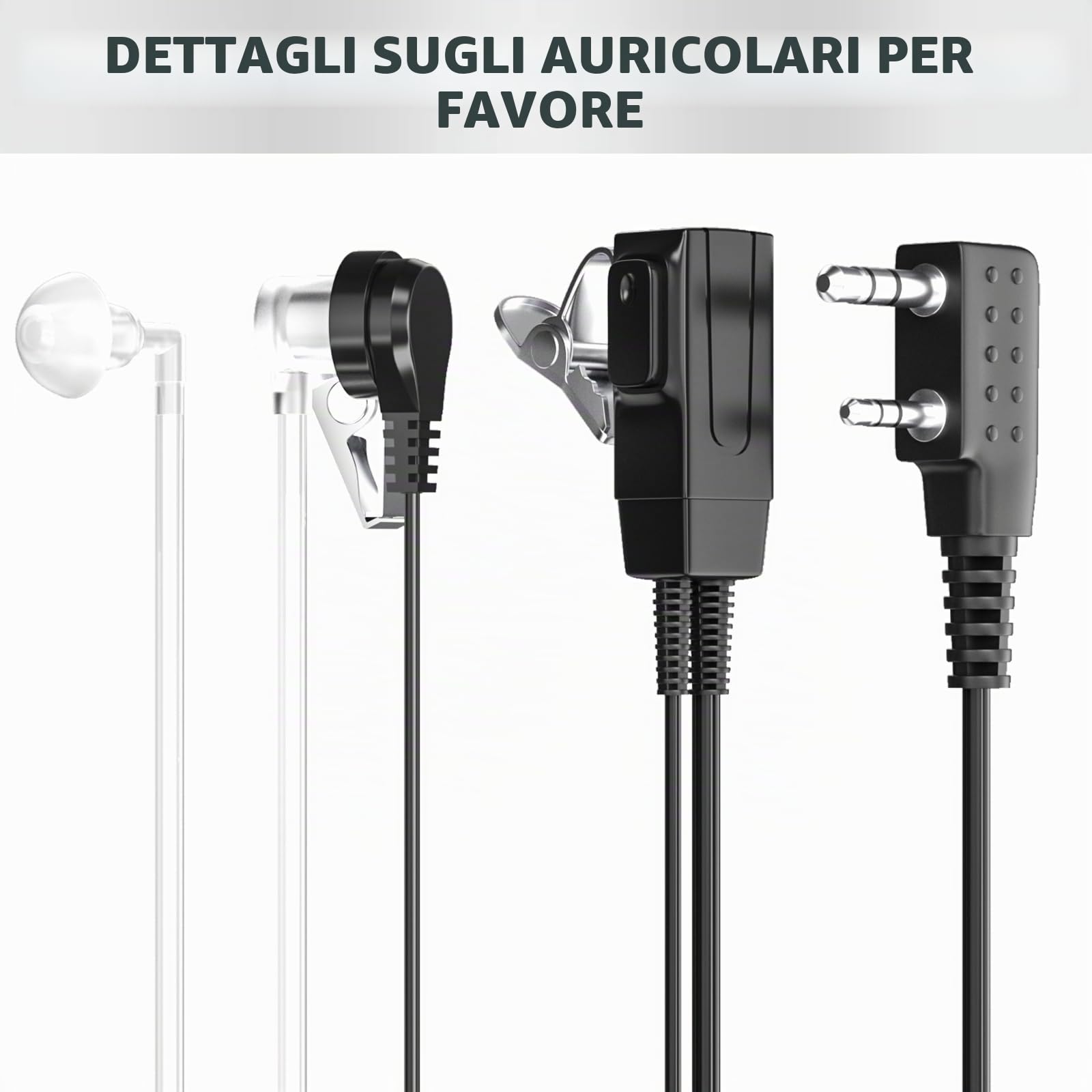 Walkie Talkie Headset con tubo sonoro compatibile con Walkie Talkie BF-88E 888S UV5R UV5RE Baofeng UV 5R BF-88E BF-888S Radio (6 pezzi)