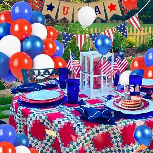 Nobledecor Red White and Blue Latex Balloons 55 PCS 4th of July Balloons 12inch Red White and Blue Balloons for Decorations Independence Day Patriotic Anniversary Graduation Birthday Wedding by Nobledecor - Image 5