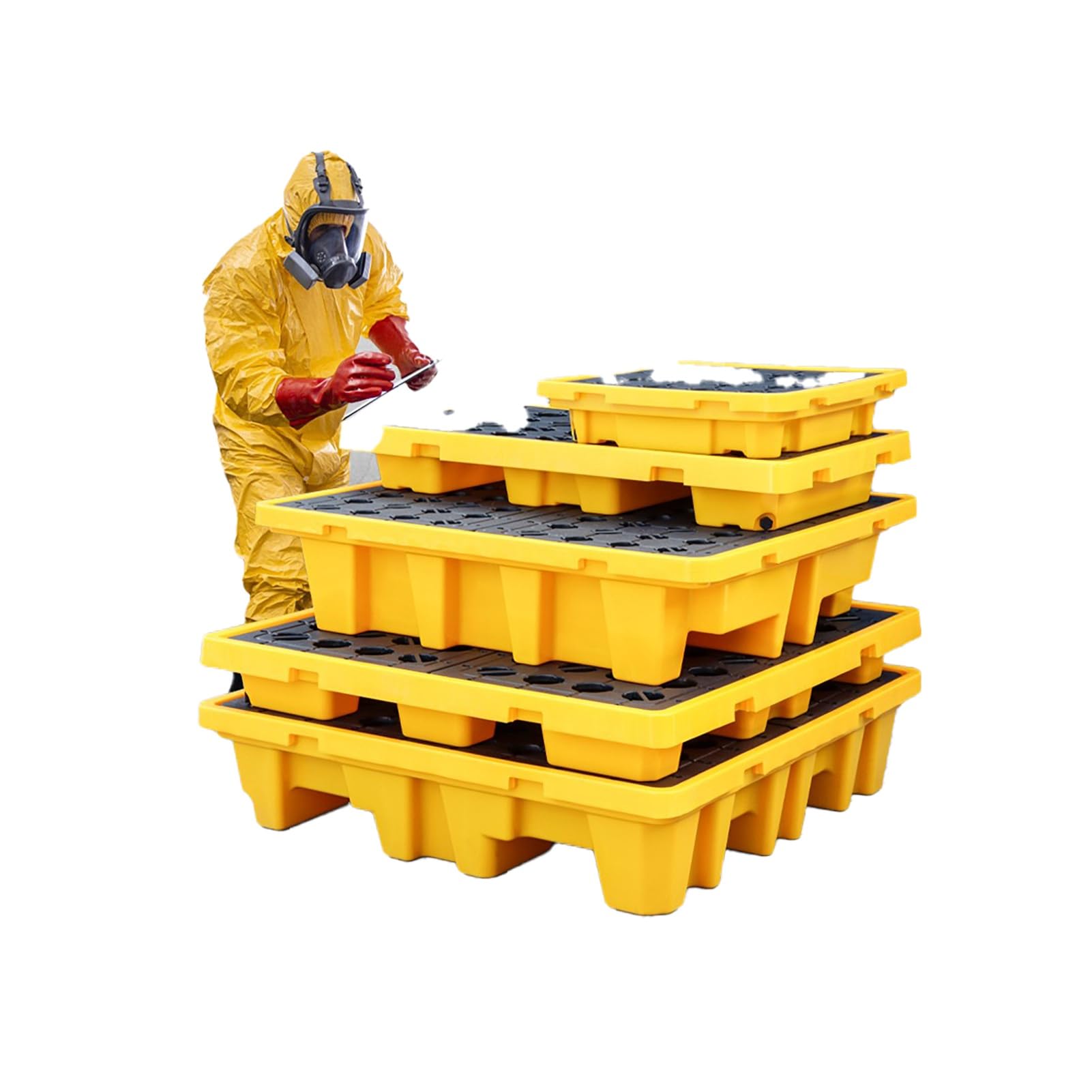 JKJZSALJ Durable Spill Containment Pallet Tray - Compact Secondary Containment For Indoor/Outdoor Cargo Storage - Cost-Effective Spill Control Solution,Yellow,72x72x16cm