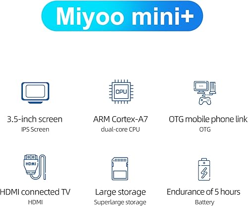 Miniatura 3 de Miyoo Mini Plus Consola de juegos de mano 3.5 pulgadas Sistema clásico Retro Videojuegos consolas portátil recargable de mano 64G con estuche negro