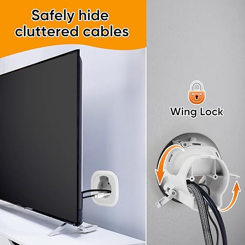 Miniatura 3 de Kit de gestión de cables de pared, ocultador de cables para TV montado en la pared, incluye administración de cables de alimentación y bajo voltaje