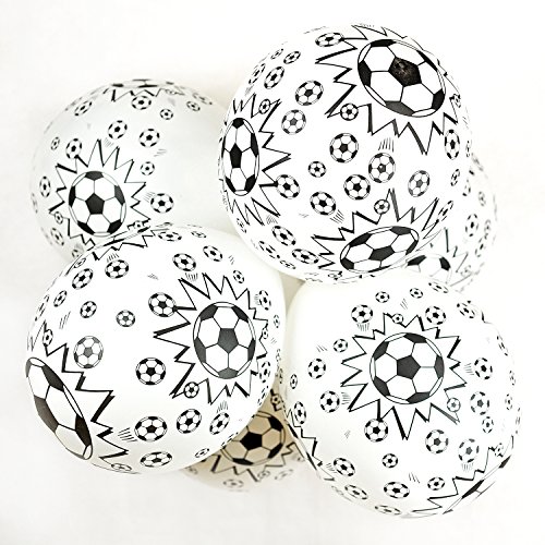 Happium 10 Pcs Soccer Latex Balloons 12 Inch Football Balloons Black White Soccer Balloons Birthday Balloons for Sport Theme Party World Cup Party Kids Birthday Party Football Fans Party Supplies