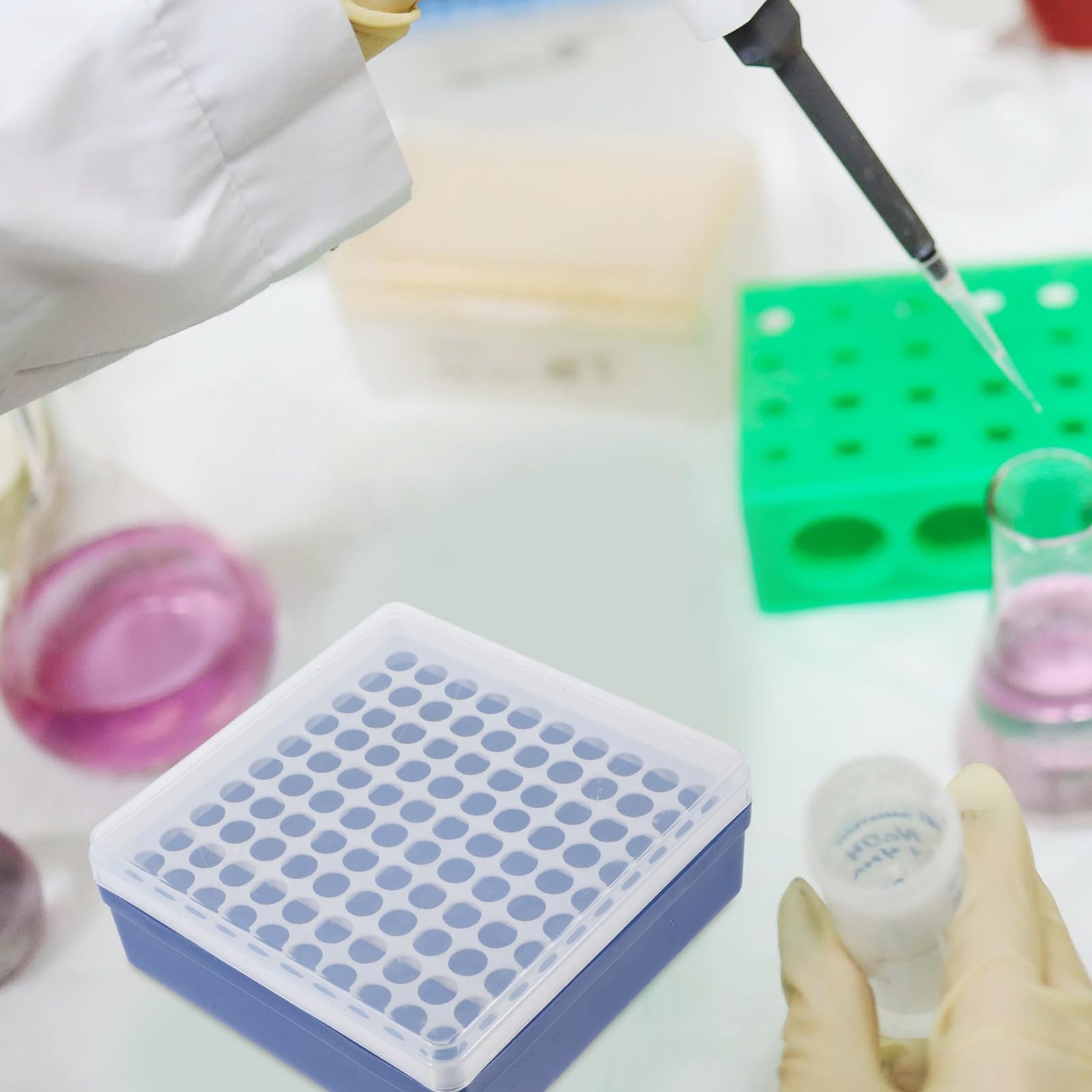 CALLARON Scatola di immagazzinaggio riutilizzabile delle provette di prova dei fori dello scaffale 100 del tubo della centrifuga da 5ml per campionamento chimico