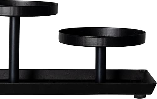 Miniatura 2 de Stratton Home Decor Centro de mesa de candelabros de vela, pequeño soporte para velas de pilar negro con un acabado mate, decoración de portavelas