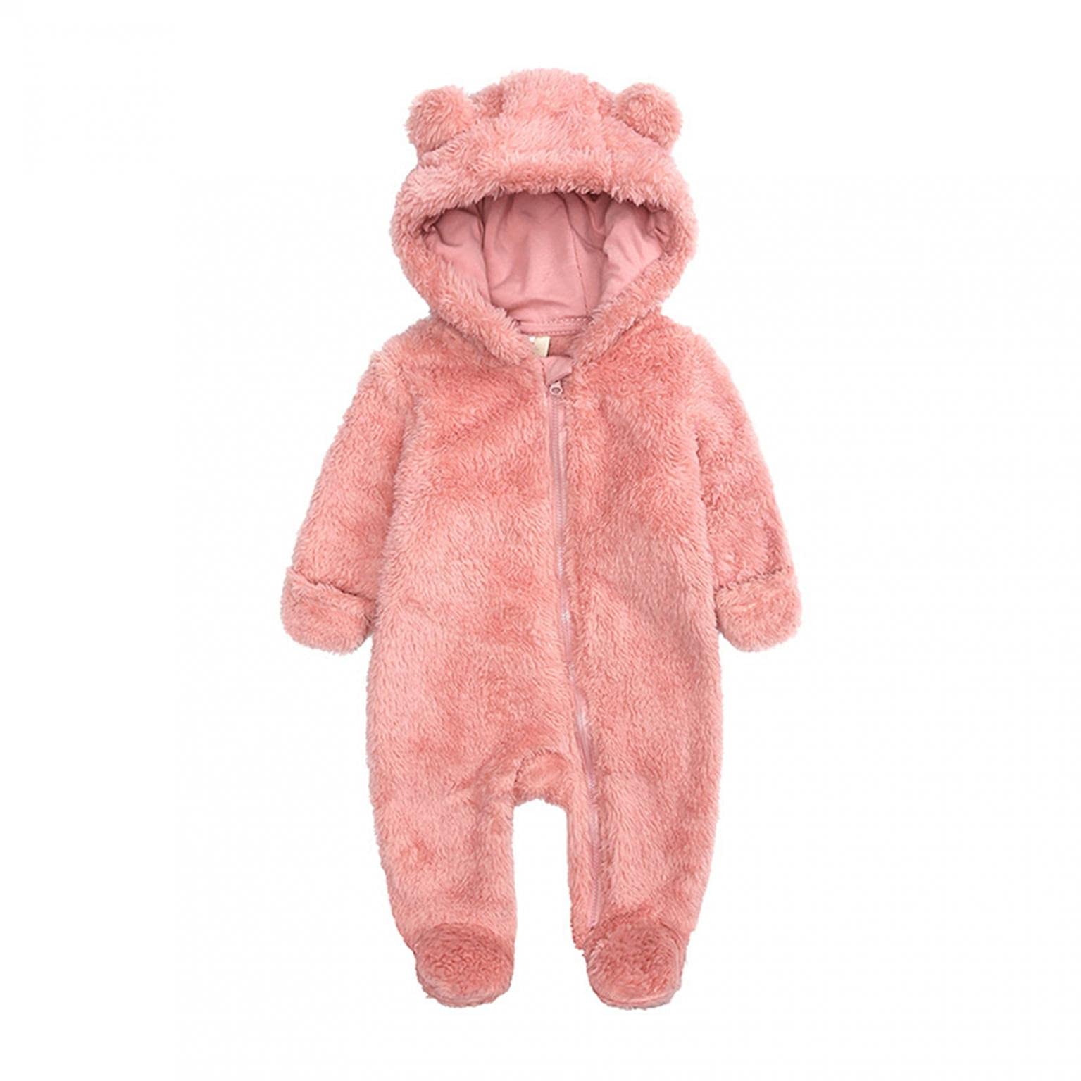 Digood Girls Hooded Coat Newborn Baby Boy Jacket Fleece Hooded Footed Coat Outerwear Romper Jumpsuit Windproof Outerwear