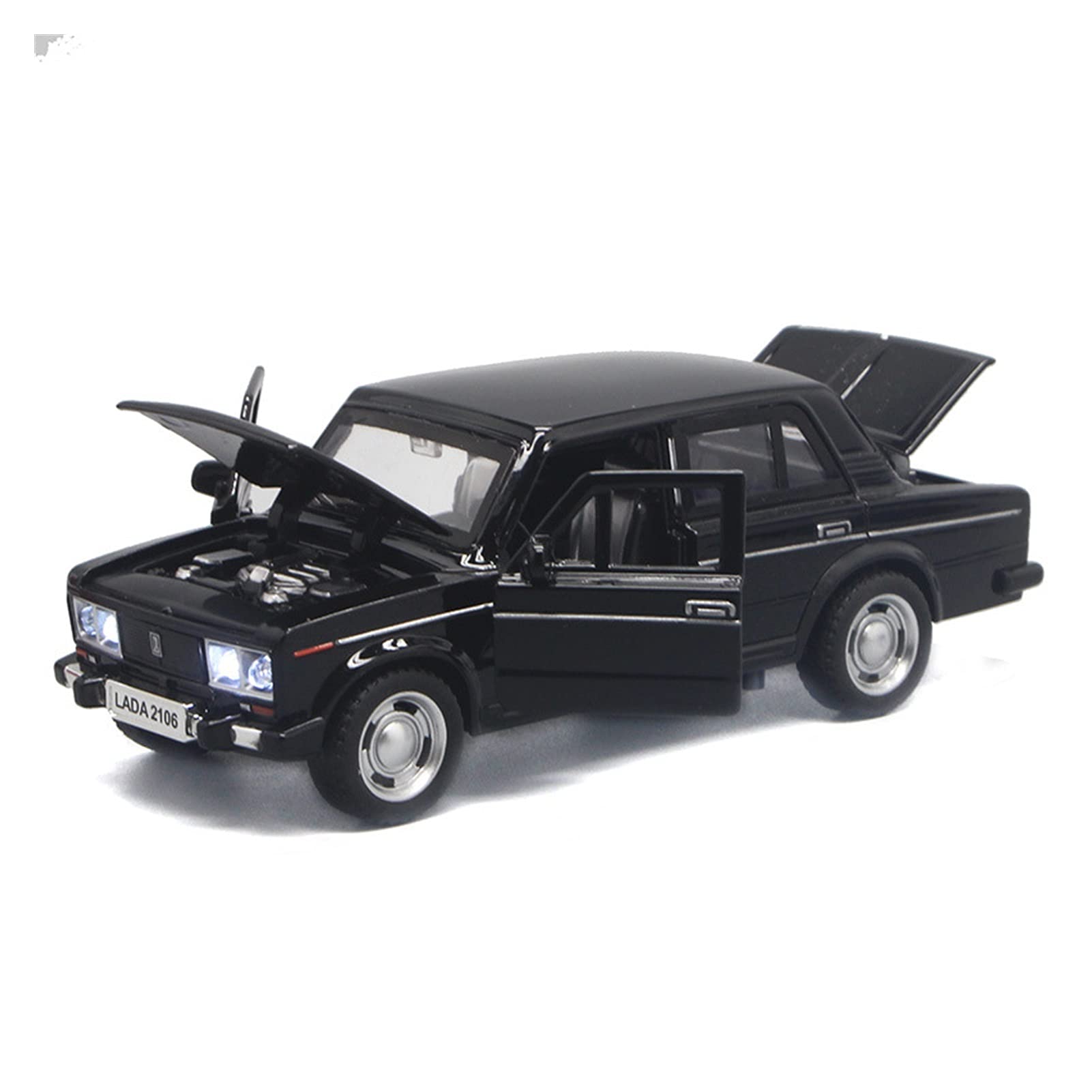 Veicoli a Motore in Scala 1/32 per Il Russo Lada Lega Classic Model Cars Toy Diecasts Tirare Indietro Musica Light Car Toys Bambini Modello di Auto Replica (Color : Black)