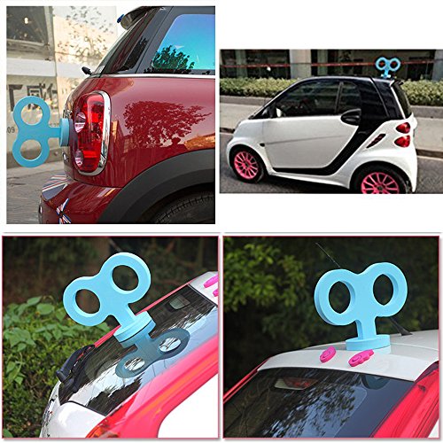 Image of 3D Car Wind Up Key, Cute Clockwork Car Roof Rear /Top /Trunk /Sunroof Decoration Universal Auto Exterior Accessories for DIY Styling & Decoration (Blue)