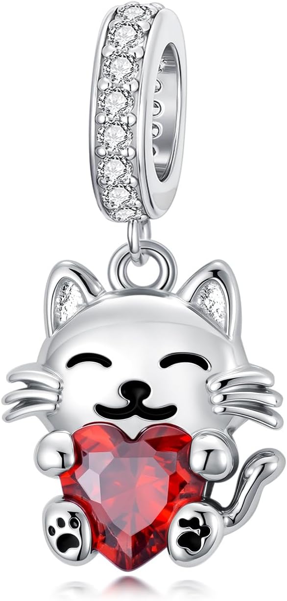 PROESS Sterling Silver Cow/Highland Cow/Otter/Squirrel/Elephant/Axolotl/Cat/Fox/Bee/Butterfly/Hummingbird/Tiger/Lion/Mokeny/Koala/Dog Charm Animal Charms Bead for Jewelry Making