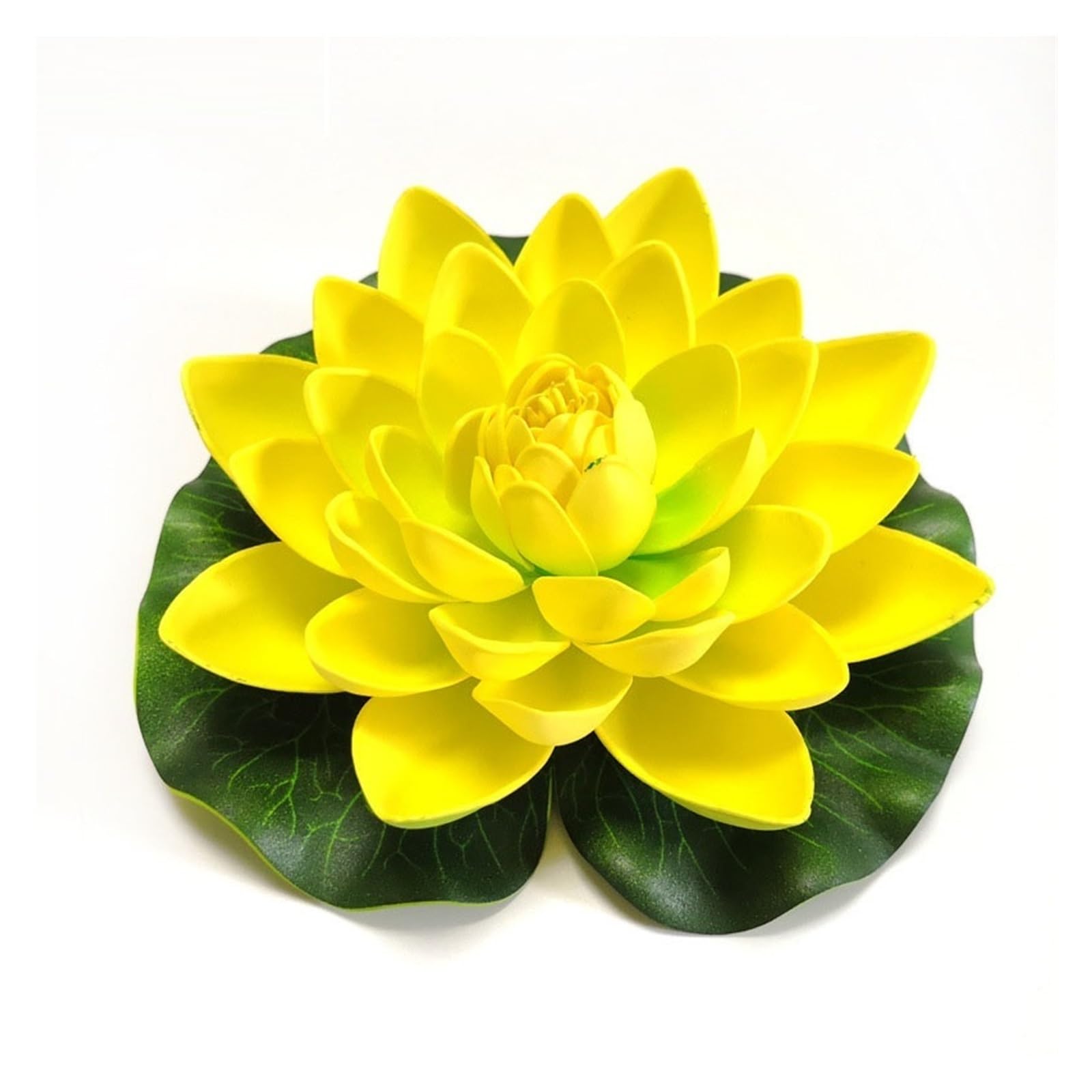 FJQFHH Artificial Lotus Flower, Artificial Lotus Floating Lifelike Water Lily Pond Garden Decor(17cm Yellow)