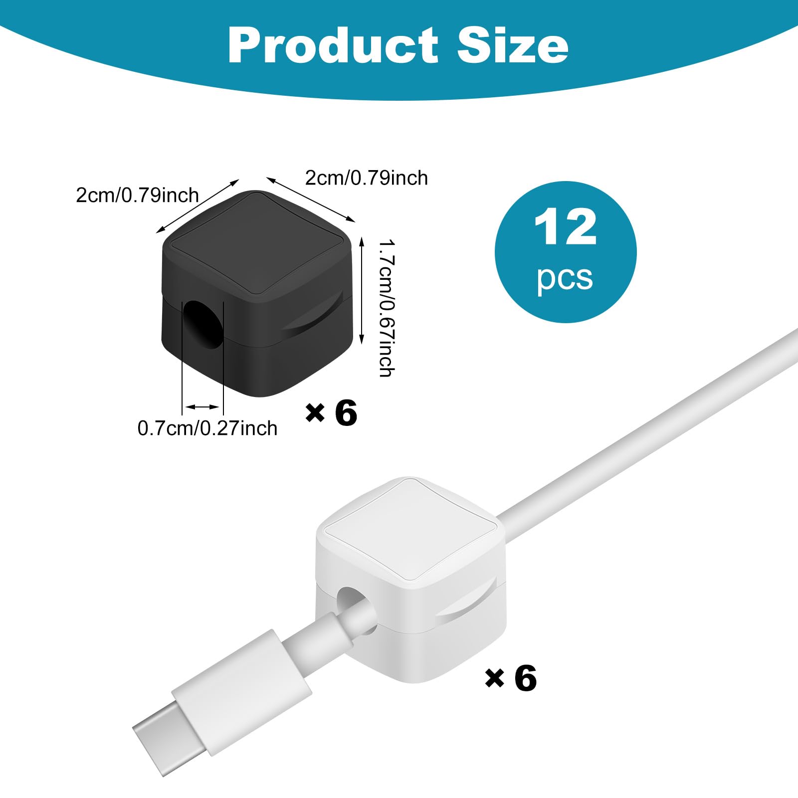 Lot De 10 Supports De Câbles Magnétiques Autocollants - Organisation Bureau Et Maison - Pour Câbles Jusqu'à 7mm