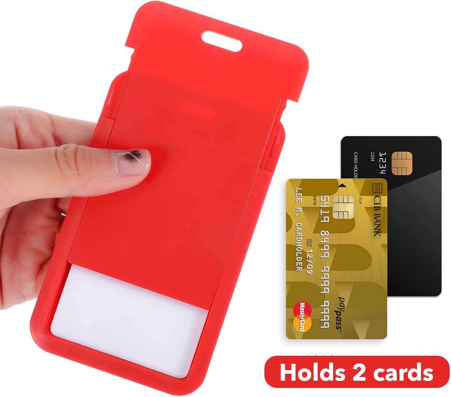 50 Pieces Sliding ID Badge Holder, Card Protector, Card Case for Work ID, Name Card, Vertical Hard Plastic Card Case Protector Pouch