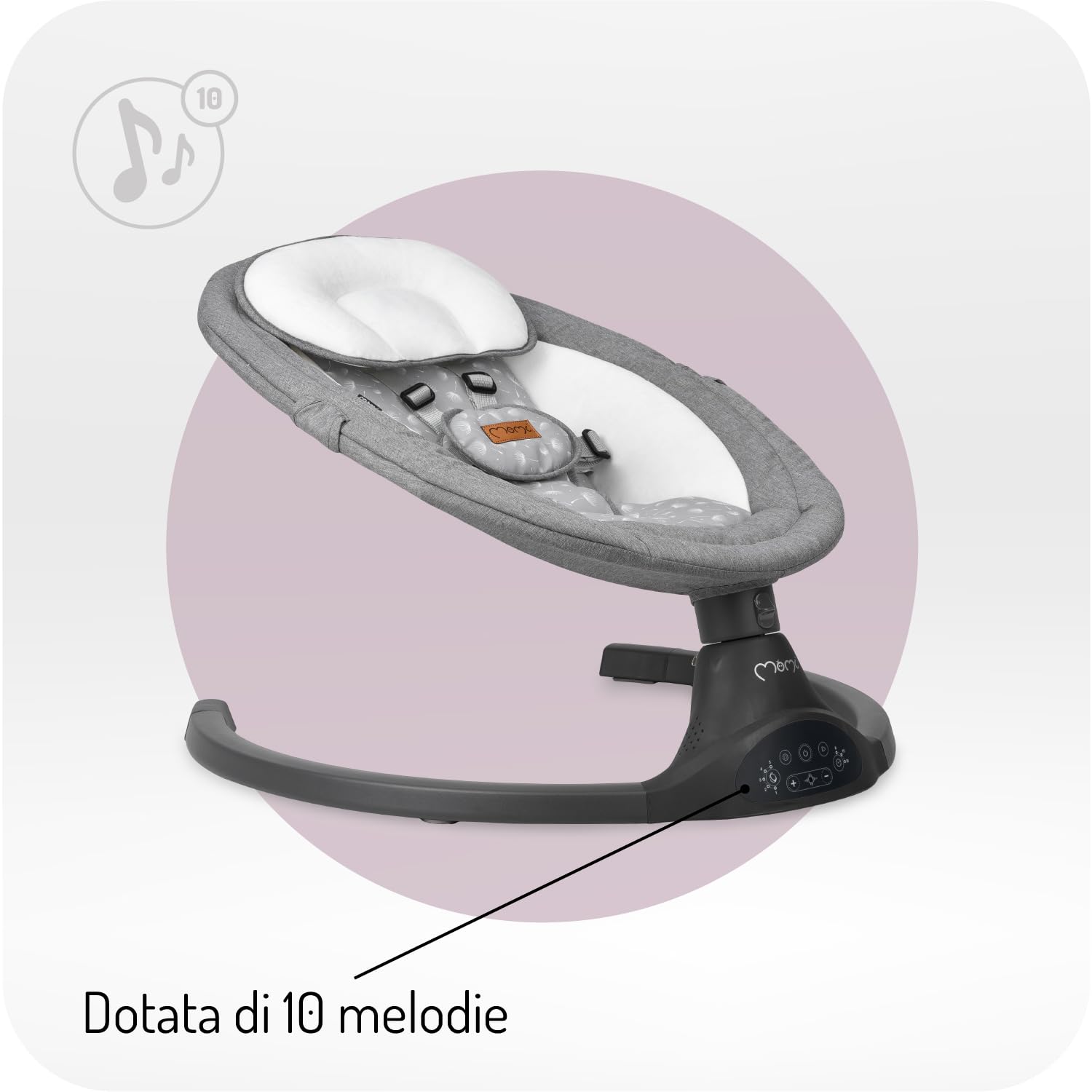 MoMi KENANI Sdraietta per bambini fino a 9 kg, pieghevole, con telecomando e Bluetooth, batteria ed elettricità, cintura di sicurezza a 5 punti, protezione parasole, zanzariera