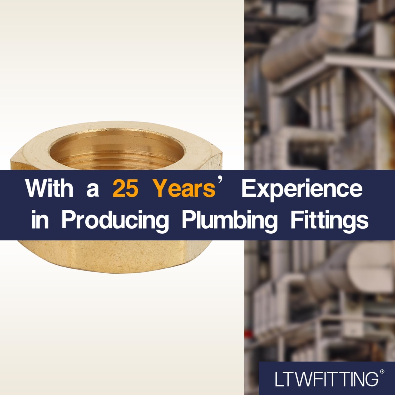 LTWFITTING 7/8-Inch Brass Compression Nut,Brass Compression Fitting(Pack of 10)