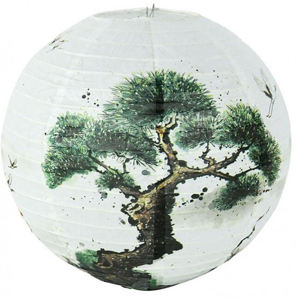 Pinicecore White Round Paper Lantern Lamp Shade 30Cm Tissue Paper Lamps Decor Chinese Oriental Style Hanging Lights For Restaurant Home