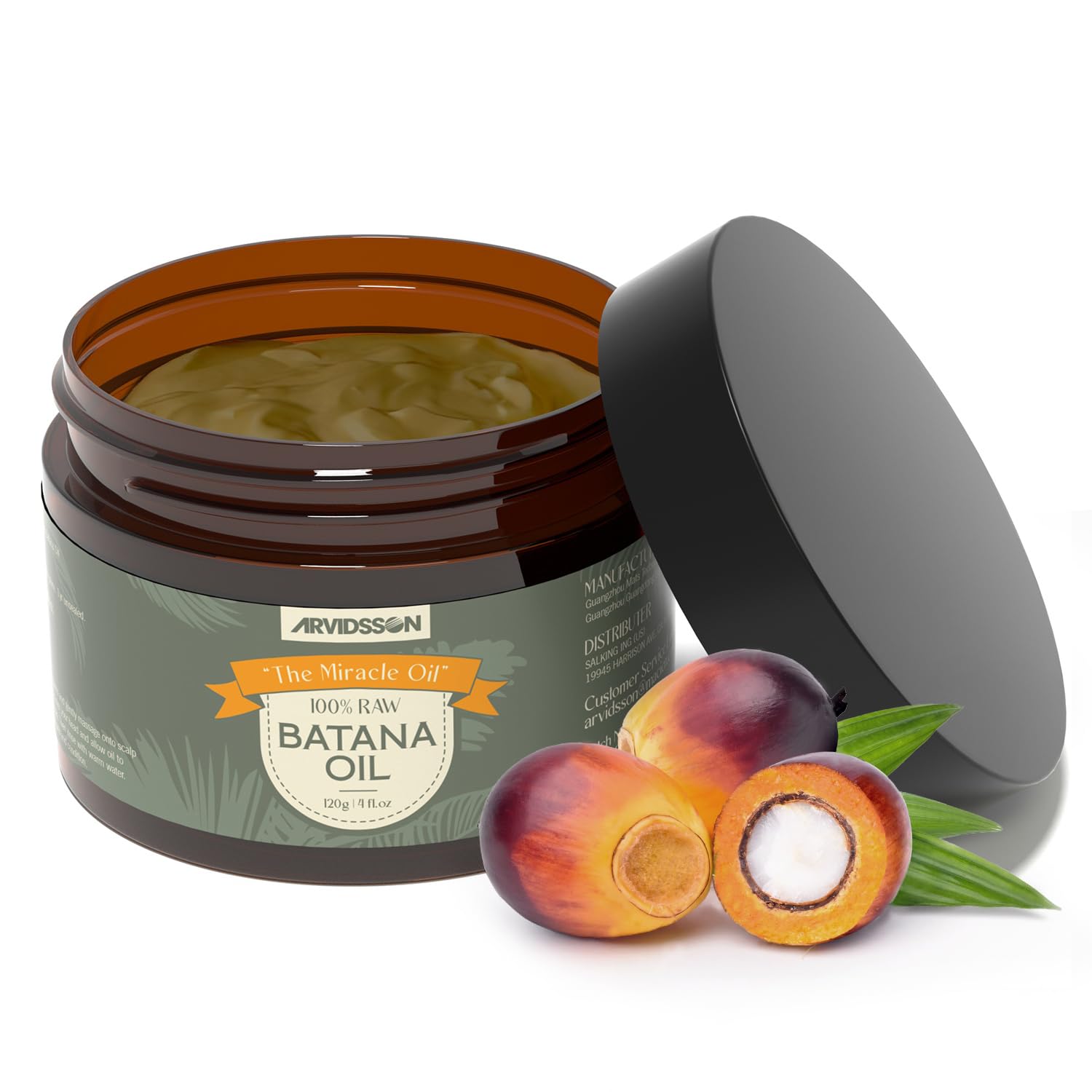 100% Raw Batana Oil for Hair Growth, Unrefined, Sourced From Honduras, Promotes Hair Thickness, Eliminates Split Ends & Increases Shine for Men & Women, 4 OZ