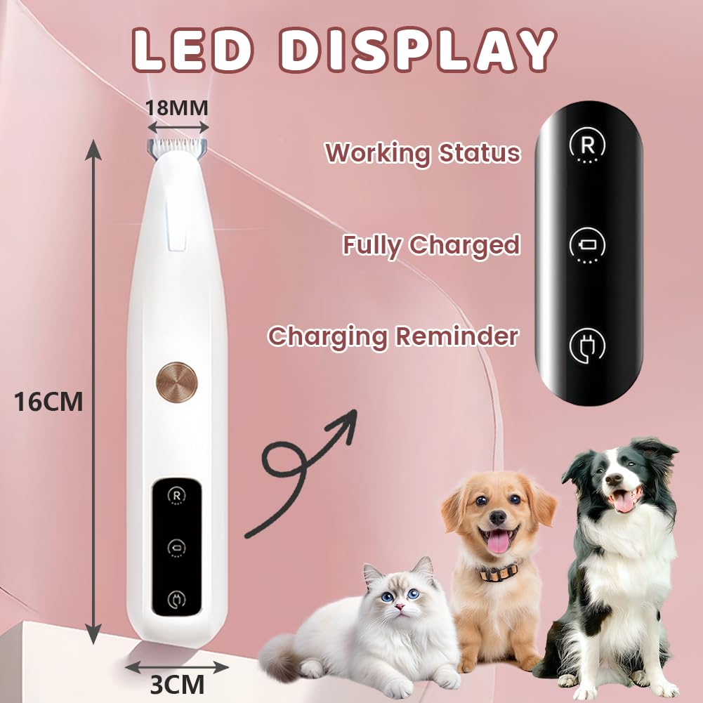 Flintronic Dog Paw Trimmer, Pet Paw Trimmer with LED Light, Waterproof Rechargeable Dog/Cat Pet Shaver - Image 2