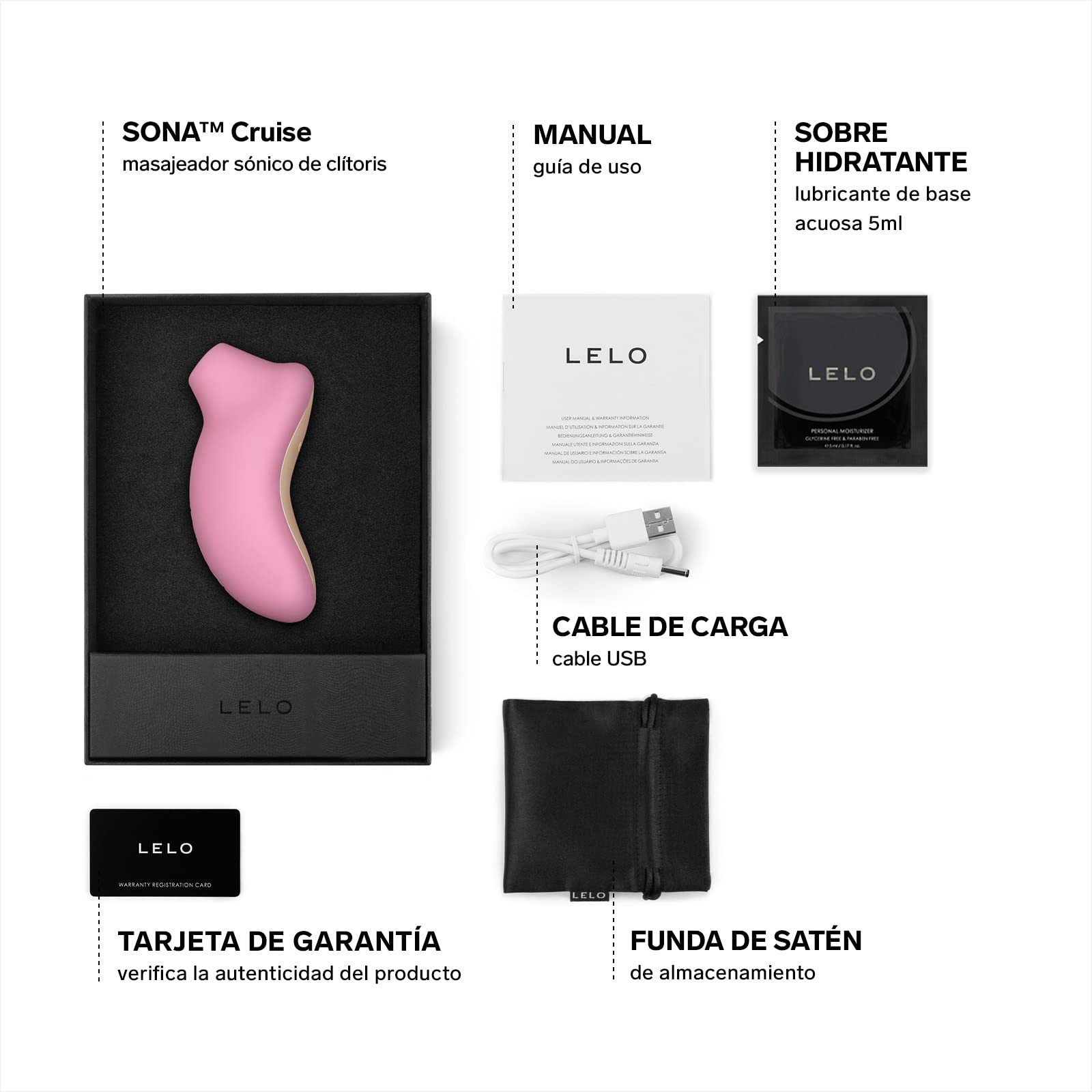 LELO SONA Cruise, Succionador Femenino, Un Juguete Sexual Sumergible y Recargable que Emite Pulsos Sónicos en la Parte Externa e Interna del Clítoris, Pink