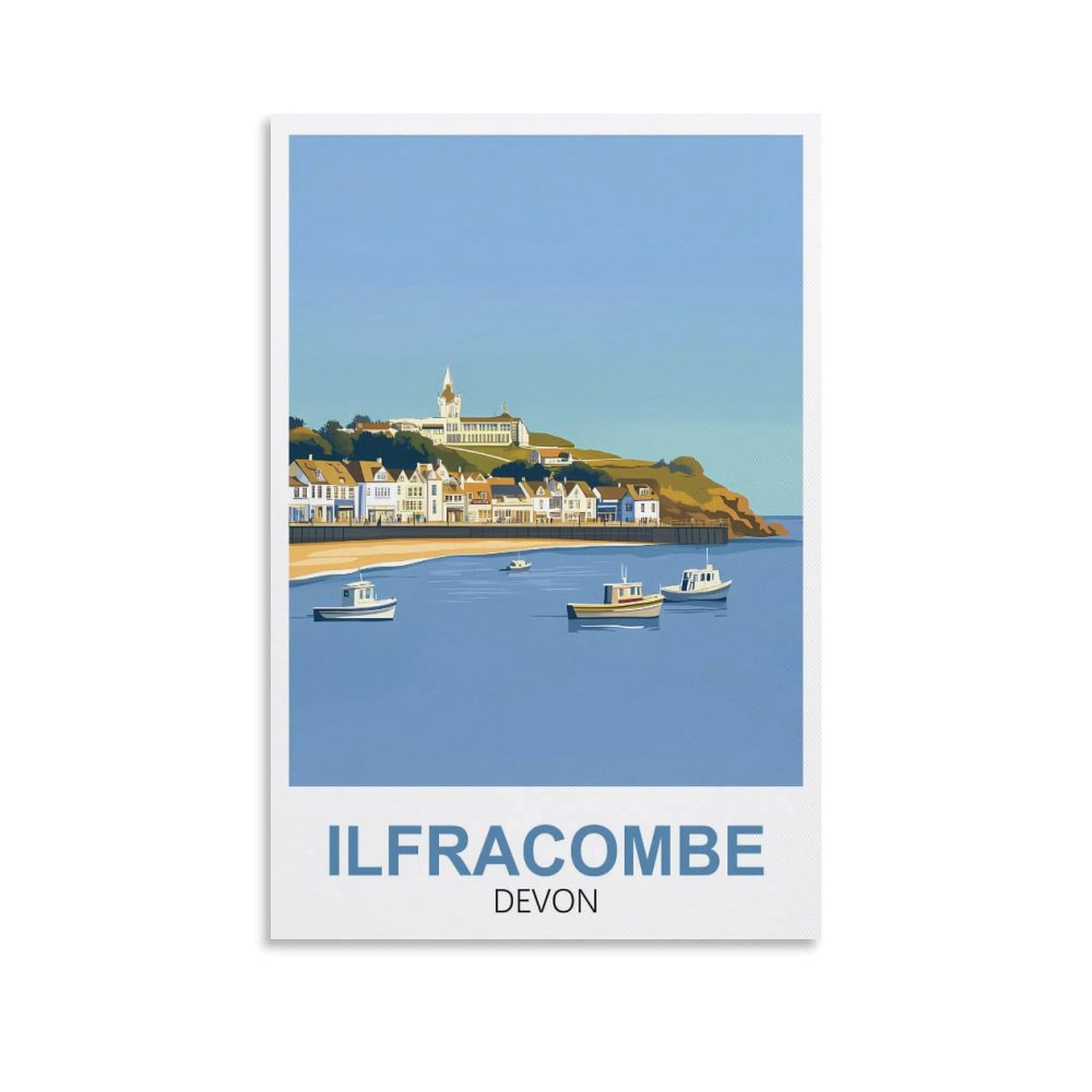 Xllyxygjq Unframe-Style Ilfracombe Devon Vintage Travel Poster 08X12inch(20X30cm) Canvas Wall Art Poster Print Artwork Painting Picture For Home Decoration Living Room Office Bedroom