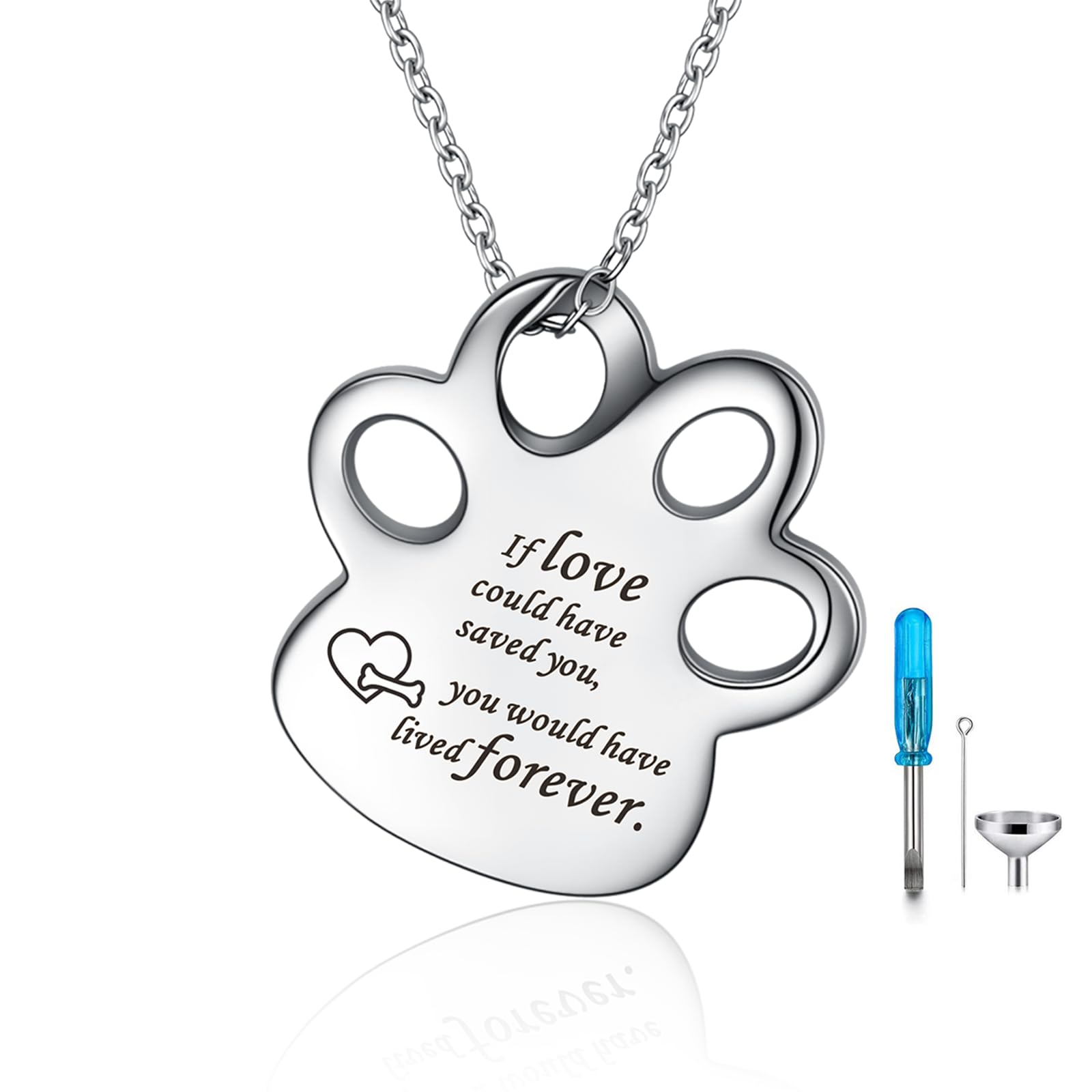 YOTHIWAD Urn Necklace for Ashes Paw Cremation Jewelry Urn for Ashes Stainless Steel Memorial Locket Ashes Necklace for Women