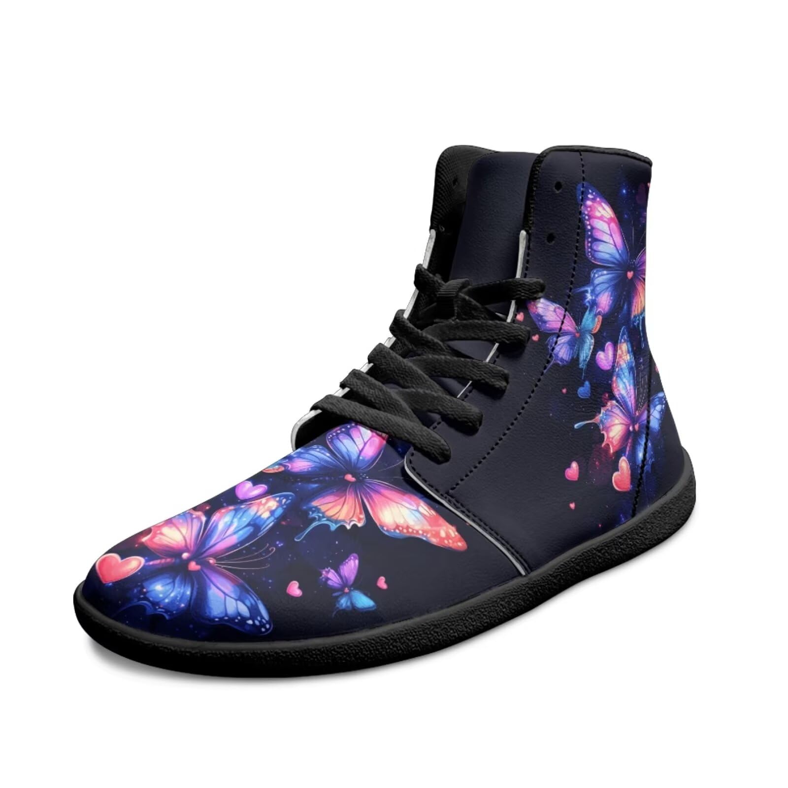 Binienty Men’s Barefoot Minimalist Shoes High Top Wide Art Butterflies Love Print Barefoot Sneakrs Casual Lightweight Fitness Cross-Trainer Zero Drop Sole Men Size 11.5