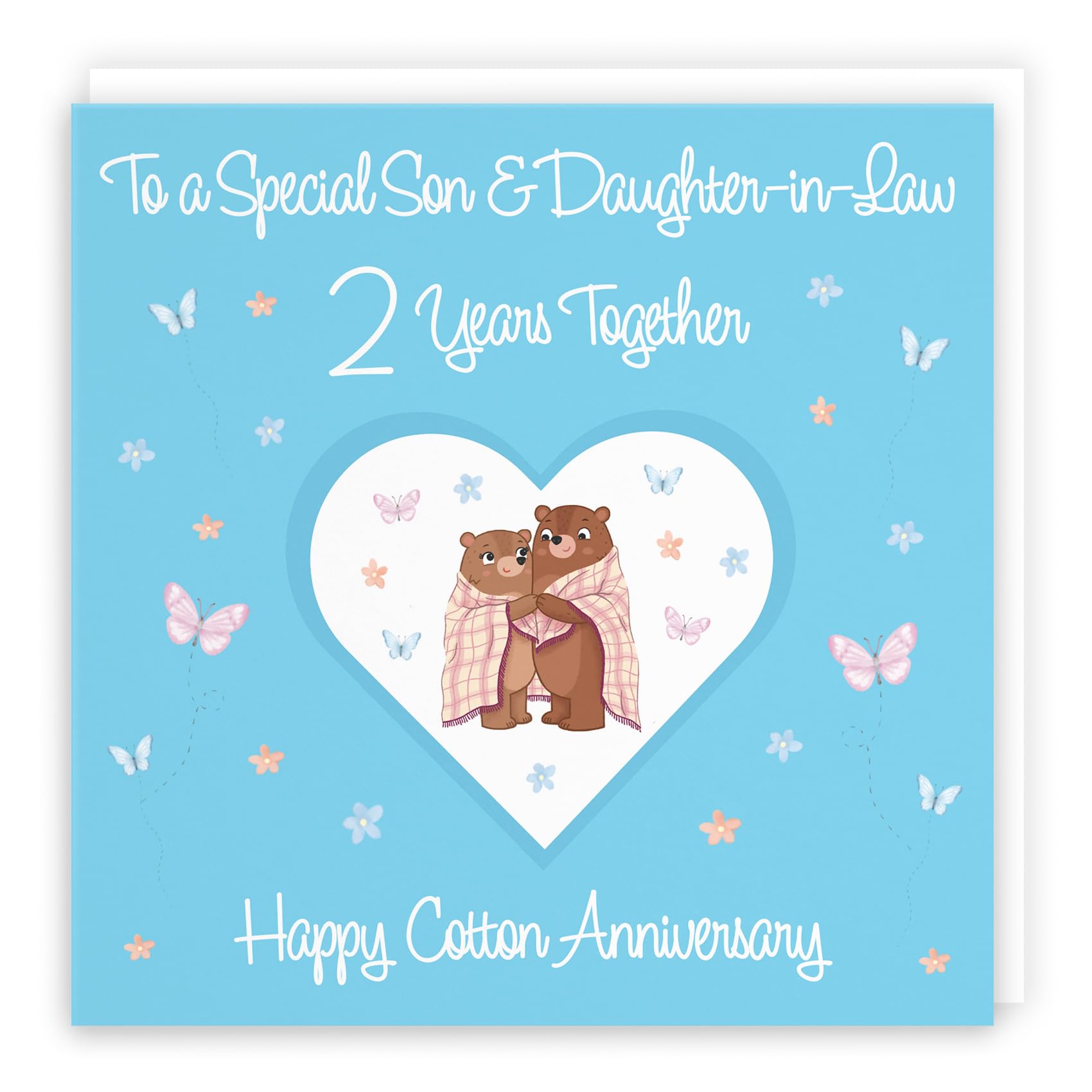 Hunts England - Son & Daughter-in-Law 2nd Anniversary Card - 2 Years - Cotton Anniversary - Romantic Meadows - Fun Card - Luxury Second Anniversary Card For Son And Daughter-in-Law