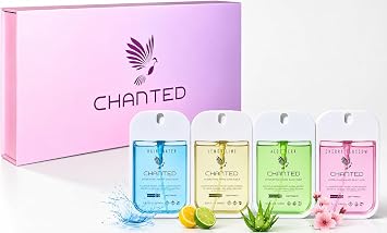 CHANTED, Gift Set, Hydrating Hand Sanit-izer Spray, Travel Size, Portable Power Mist, Moisturising Mini Hand Sanitiser,Gift for Women, Travel Essential Sanitizer The Serenity Collection
