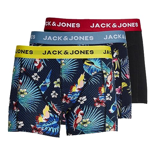 JACK & JONES Pack de 3 Pantalones Cortos Masculinos, Surf The Web/Black/Black, M