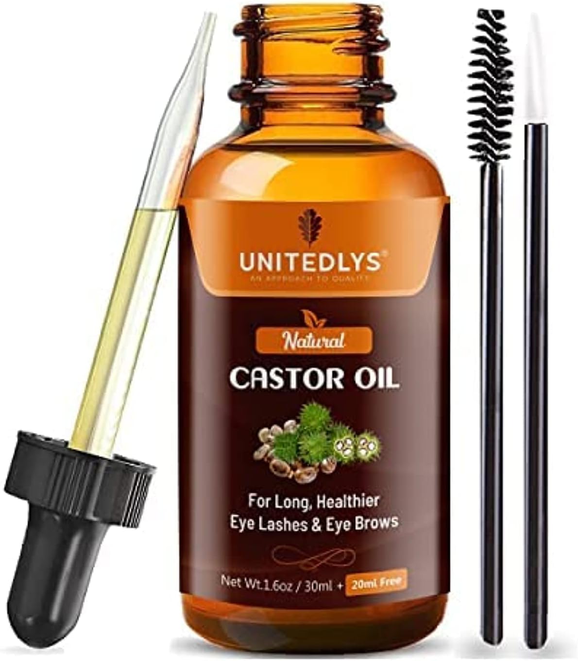 Unitedlys Organic Castor Oil for Eyelashes and Eyebrows and Hair Growth