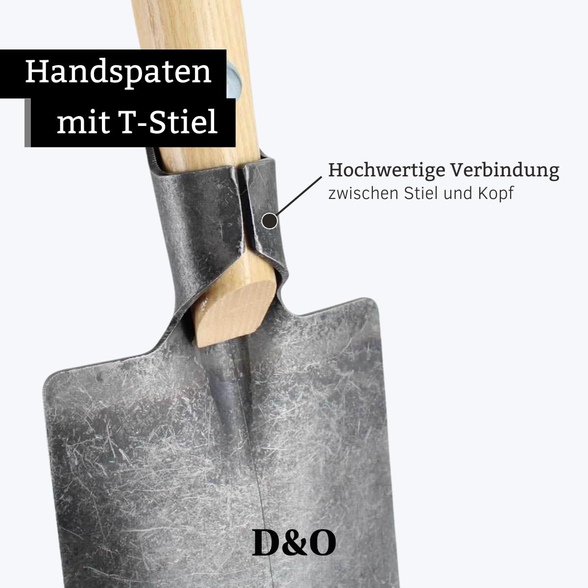 D&O - Handspaten mit T-Stiel aus Borstahl - 58 cm Schaufel für Garten & | Geschmiedete Gartenschaufel mit Blatt aus Borstahl, ergonomischer Eschenholz-Griff, angeschliffene Kante zum Graben