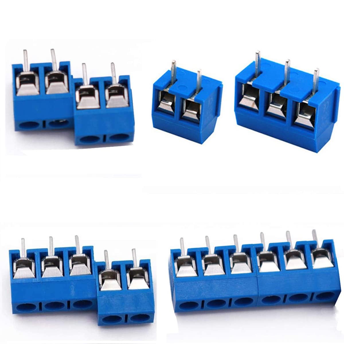 HUAZIZ 150 sztuk niebieskich 2/3/4 Pin PCB Mount Screw, 5 mm Terminal Block, zacisk śrubowy złącze wtykowe + 1 szt. żółty śrubokręt do Arduino