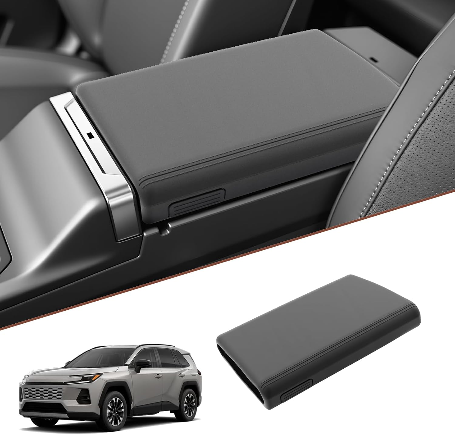 SKTU for 2026 Toyota RAV4 Armrest Cover for 2026+ Toyota RAV4 (LE/SE/XLE Premium/Woodland/XSE/Limited) Center Console Cover Toyota RAV4 2026 Accessories Rubber Console Cushion Cover-Durable