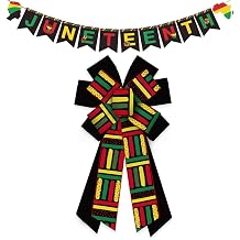 Estivaux Large 1986 Juneteenth Bows for Wreath, African American Burlap Wreath Bow Black History Month Black Freedom Patriotic Bows for Front Door Kwanzaa Decorations