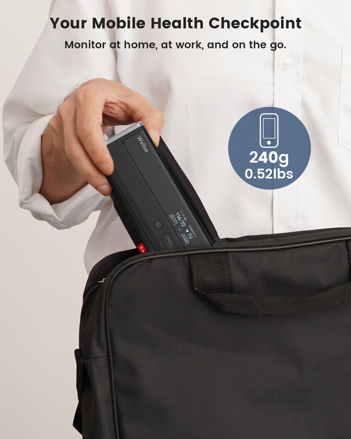 Wellue BP2 Connect -Tensiómetro de Brazo con ECG, Sincronización Wi-Fi y Bluetooth, Monitor de Presión Arterial, Monitoreo Cardíaco ECG, Mediciones en Tiempo Real