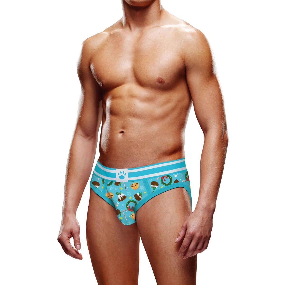 Prowler Christmas Pudding Brief XS - Features Our Classic Paw Logo on the Waistband - (UK Size - 26"-28") Blue